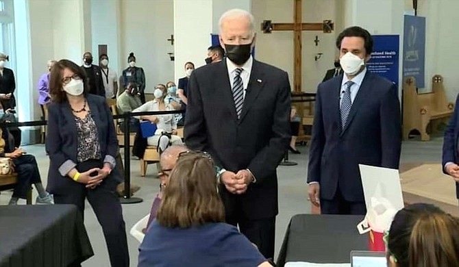 President Joe Biden visits a Neighborhood Health Clinic April 6 at Virginia Theological Seminary.