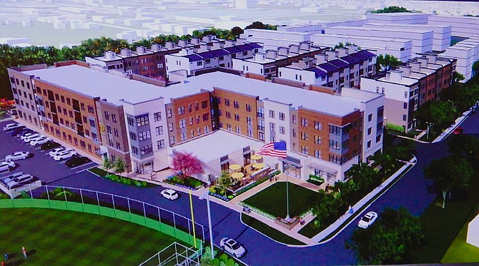 Artist’s rendition of an aerial view of the entire project from the northwest.