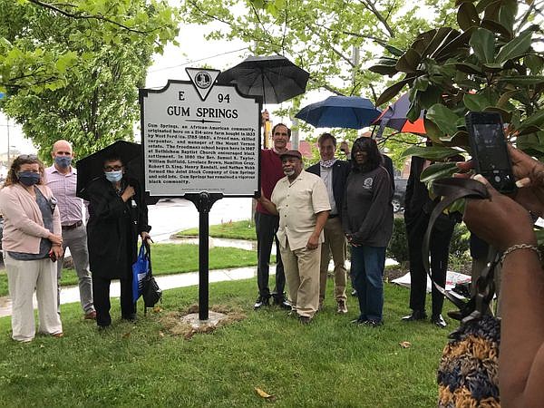 The new historical sign at Gum Springs replaces two signs that were hit by cars in previous years.