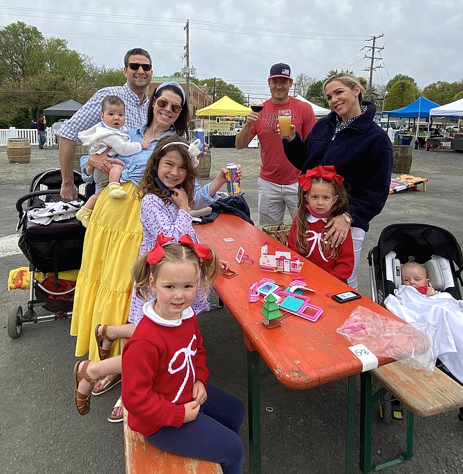 (Left back) The Carstens family of Herndon and their out-of-town friends, (front left and right) the Jaenicke family, joined Clean Fairfax and Aslin Beer Co. in Herndon on April 24, 2021, to celebrate the 51st Anniversary of Earth Day.