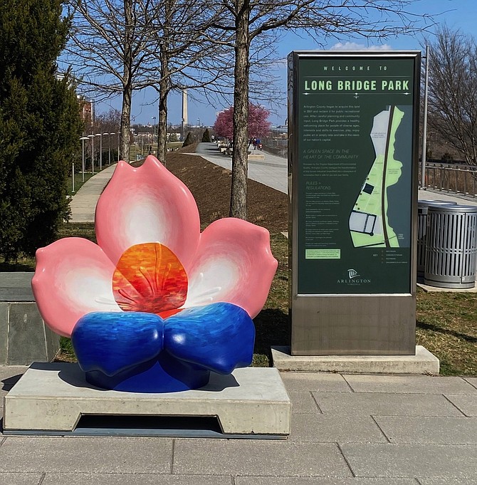 Woojung Lee’s Sunrise sculpture located at Long Bridge Park at National Landing in Arlington.