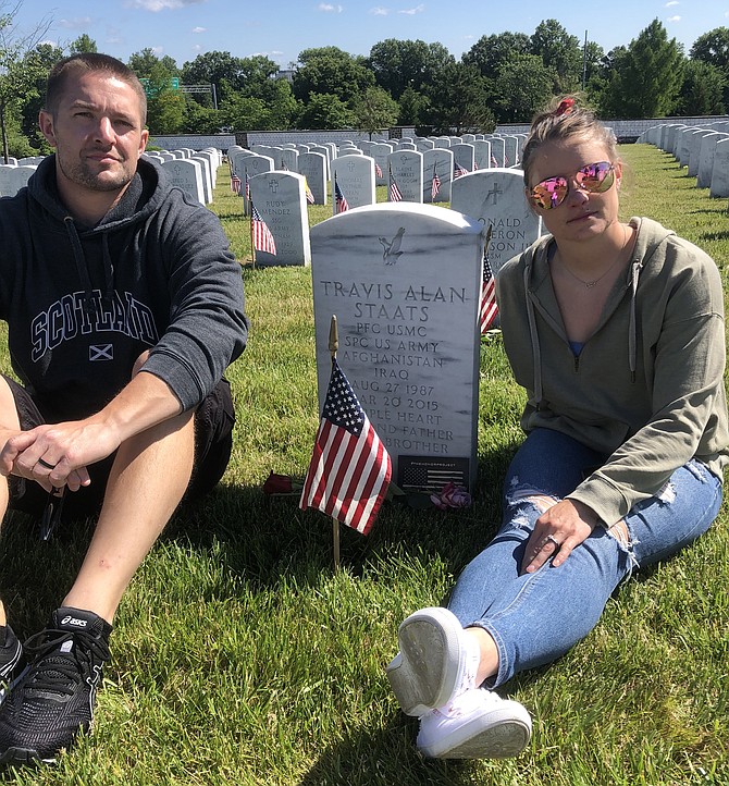 Deanna and Daniel Muir spent Memorial Day at her brother's grave in Arlington Cemetery. Travis Alan Staats, who had served in Afghanistan and Iraq, died in 2015. He tells about the day he was blown up in a video called “Eyewitness War, Bomb Squad Boom.” Deanna Muir was able to visit her brother's grave on Memorial Day, and told his story.