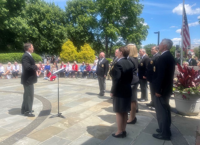 The West Point Alumni Glee Club performs at the May 31 Memorial Day ceremony at the Captain Rocky Versace Plaza and Vietnam Veterans Memorial.