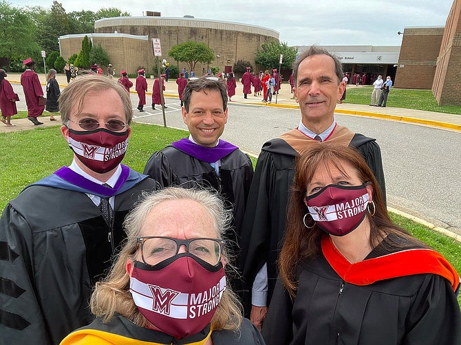 At Mount Vernon High School class of 2021 graduation: Del. Paul Krizek, Sen. Scott Surovell, Supervisor Dan Storck, School Board members Karen Corbett Sanders and Tamara Derenak Kaufax.