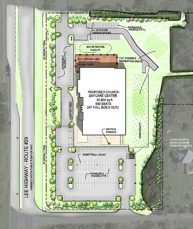 Site plan of Centerpointe Church’s sanctuary and childcare center.