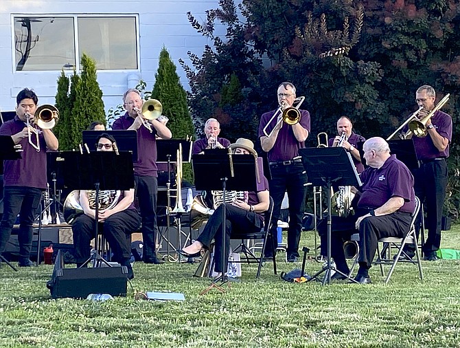 The "Cathedral Brass of Vienna Presbyterian Church" performs on the Arts Herndon Lawn Stage, part of the Arts Herndon's World Music Series.