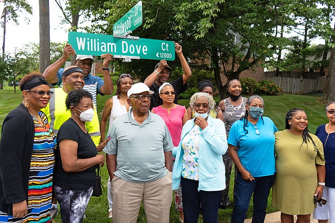 The Potomac street formerly known as Jubal Early Court is now William Dove Court. Scotland residents and Dove ancestors were on hand for the renaming.