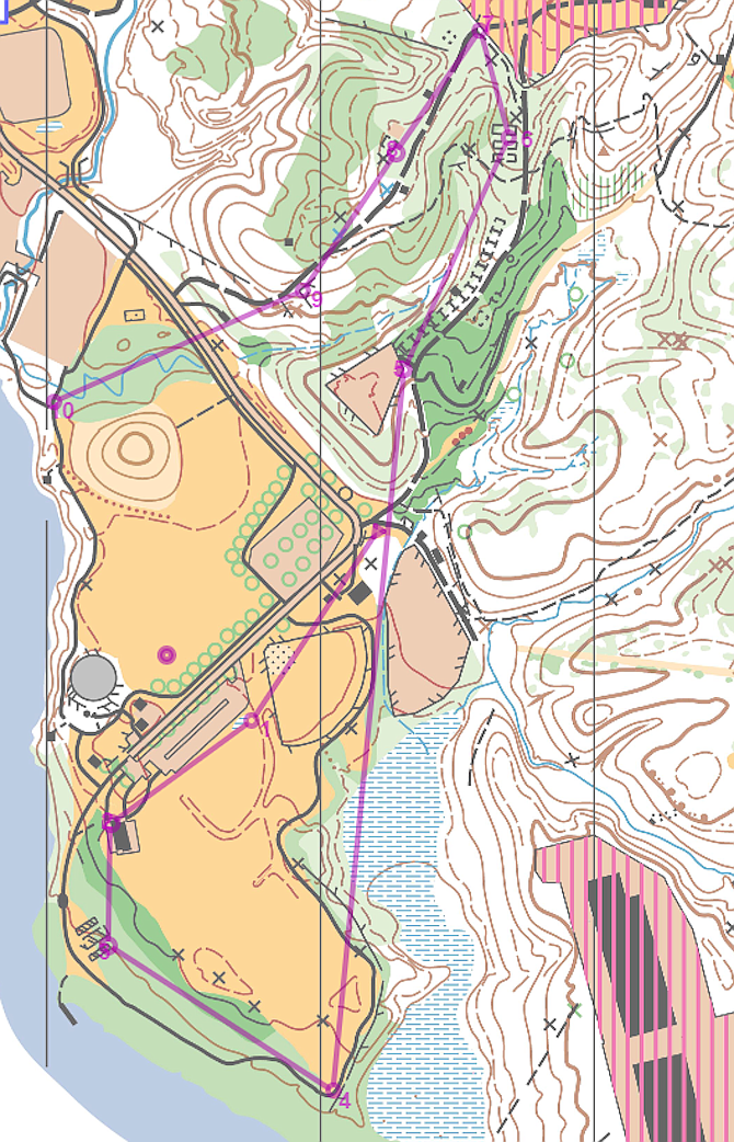 Topographical map at Occoquan Regional Park used for beginning orienteering competition in 2018 NVSO.