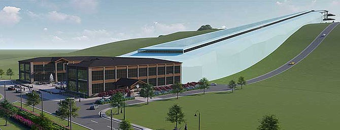 The I-95 landfill in Lorton could become home to the longest indoor ski slope in North America and one of the longest in the world. (Image courtesy of Alpine-X)