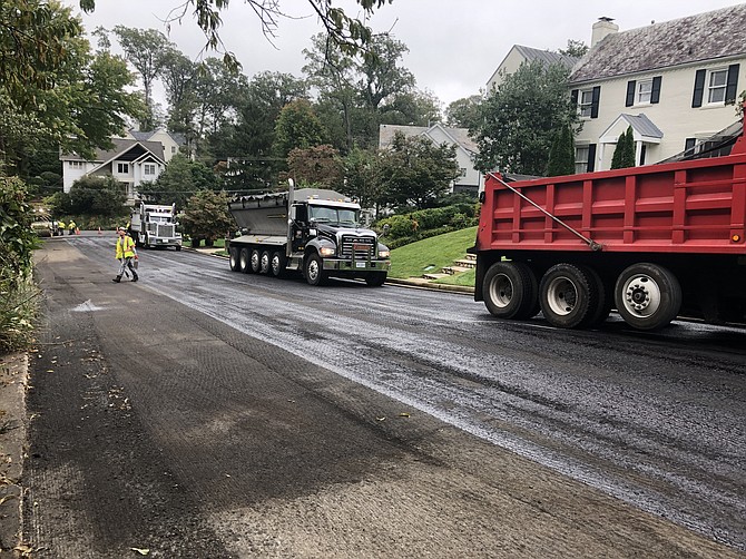 The scraped road gets ready for asphalt.