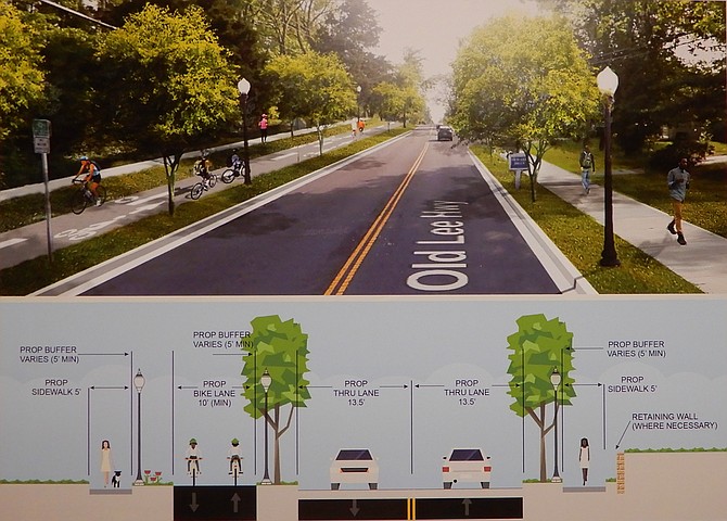 Design concept of a standard section of the revamped Old Lee Highway.