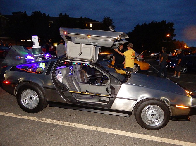 This flashy vehicle is a replica of the DeLorean from the movie, “Back to the Future.”