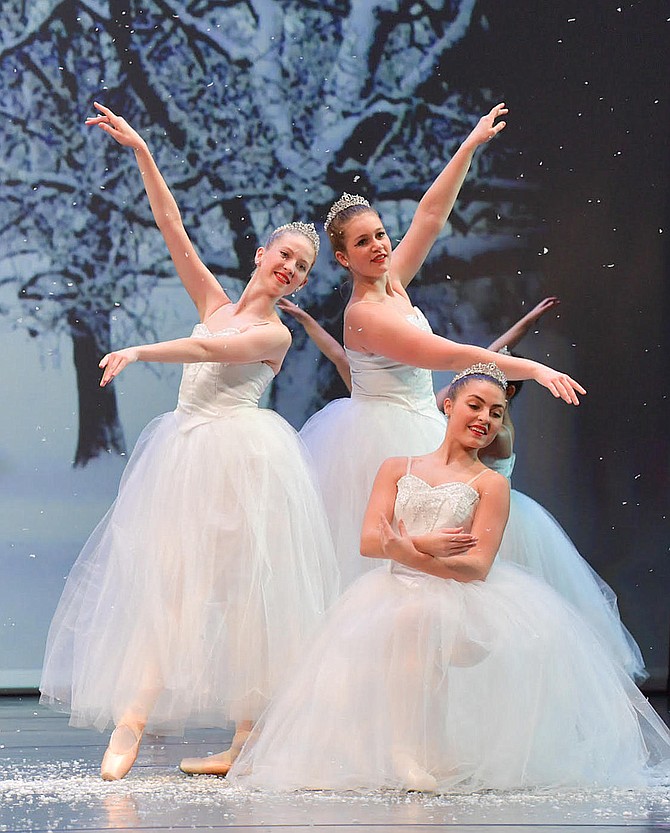 Fairfax Ballet performers dancing the Waltz of the Snowflakes during a previous show. Photo Courtesy of Fairfax Ballet Co.