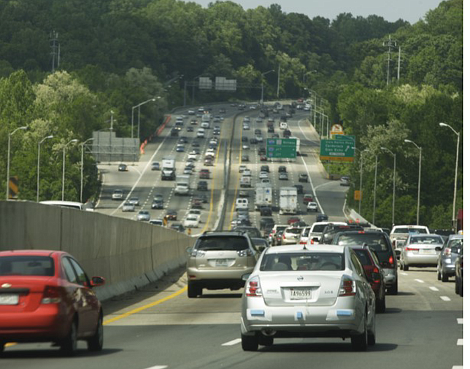 Traffic on the American Legion Bridge over the Potomac River