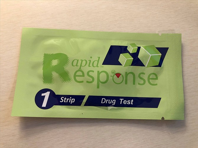 Test Strip packet to identify Fentanyl contamination in drugs.