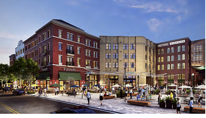 A rendering of the Historic Downtown Herndon Revitalization, the project is "Under Construction."