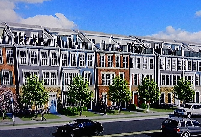 Artist’s rendition: Oak Street townhouses across from Chilcott Stadium.