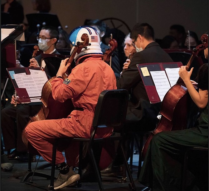 Cello player Zach Baker dressed up as an astronaut to make the senior performance truly out of this world!
