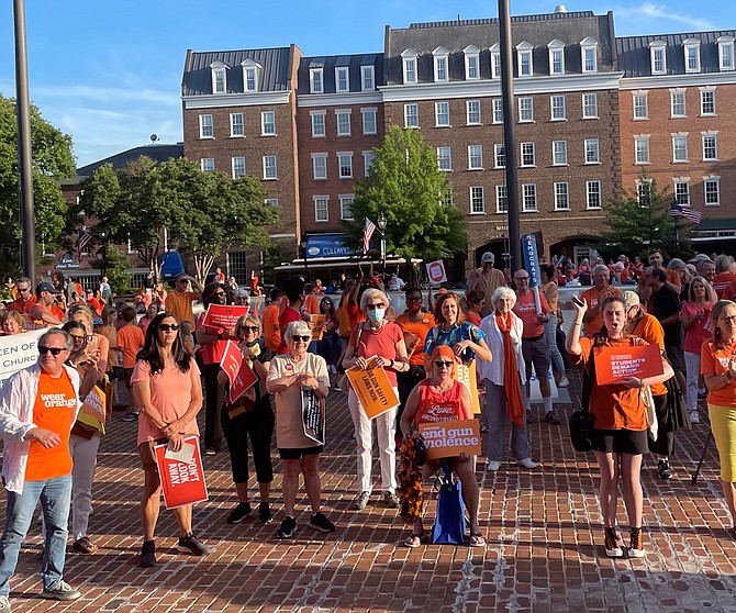 More than 350 people gather in Market Square June 3  for the Moms Demand Action Wear Orange rally as part of National Gun Violence Awareness Day.