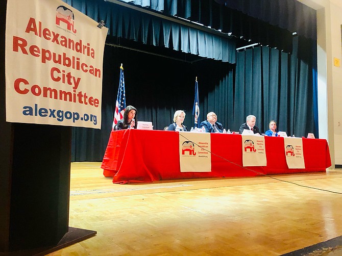 Republican candidate Karina Lipsman speaks during a candidates forum on May 5, when she called for chief medical advisor Anthony Fauci to be jailed.