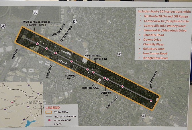 Map of the Route 50 intersections involved in VDOT’s STARS study.