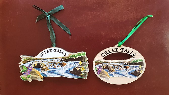 The official 2022 ornament features a watercolor painting by local artist Begoña Morton titled "The Great Falls of the Potomac."