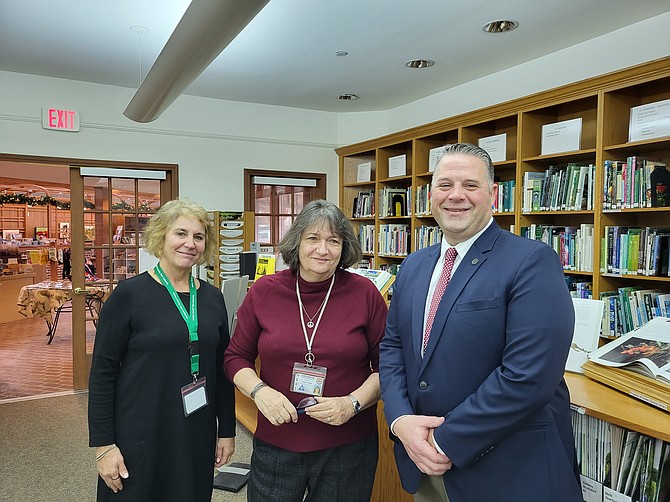 Judy Pederson, center, with communications director Susan Kalish and new PIO Ben Boxer.