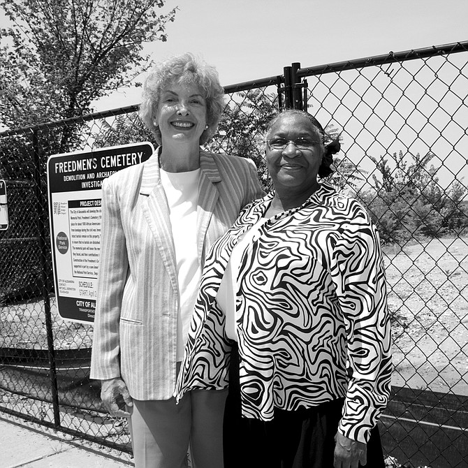 Lillie Finklea, right, and Louise Massoud were selected as a Living Legends of Alexandria in 2009 for their work establishing and preserving the Contraband and Freedmen Cemetery.
