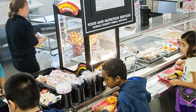 Students in the lunch line.