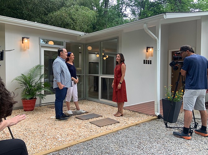 WETA stars John Begeny and Christine Louise touring with local real estate agent Lauren Kolazas.