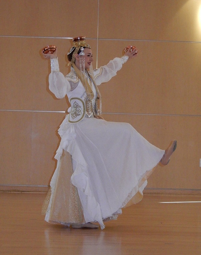 Reston’s Lauren Chen, of the Xuejuan Dance Ensemble, performs “Offering,” a Mongolian folk dance.