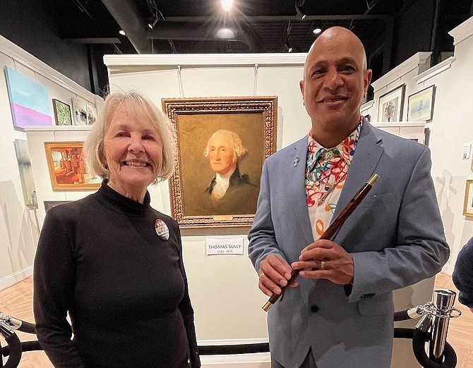 Don Francisco's fife music added to the atmosphere at Nepenthe for the opening of the new exhibit on Mount Vernon. Nepenthe Curator Patty Owens gave a wonderful introduction to Thomas Scully and his portrait of George Washington which is currently on special loan to the gallery.