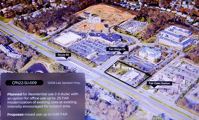 This 1.77 acre site in Fair Oaks is proposed for 100 multifamily homes with ground-floor retail.