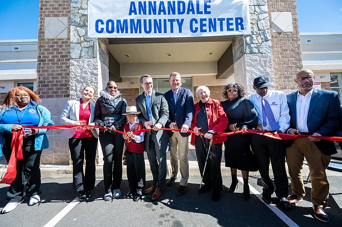 From left: Torrey Piper, Operations Manager, Fairfax County Neighborhood & Community Services Region 2; Theresa Brown, Assistant Division Director, NCS Region 2; Keesha Jackson-Muir, Principal, Braddock Elementary School; Pedro Herrera Santiago, 5th grade student, Braddock Elementary School; James Walkinshaw, Braddock District rep, Fairfax County Board of Supervisors; Jeffrey McKay, Chairman, Fairfax County Board of Supervisors; Penny Gross, Mason District rep, Fairfax County Board of Supervisors; Pallas Washington, Deputy Director, Fairfax County Neighborhood & Community Services; Jim Almond, Senior Vice President of Operations, Boys & Girls Club of Greater Washington; Chris Scales, Division Director, Fairfax County Neighborhood & Community Services