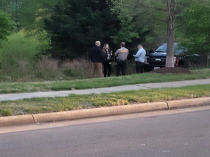 The Fairfax County Police Department on the scene where the body was found in Kingstowne.