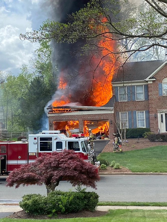 Fairfax County Fire and Rescue and Prince William County Fire and Rescue responded to a house fire in the 15400 block of Eagle Tavern Lane in Chantilly.