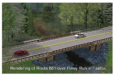 Rendering of the Walker Road (Route 681) bridge design. Construction was planned for 2018.