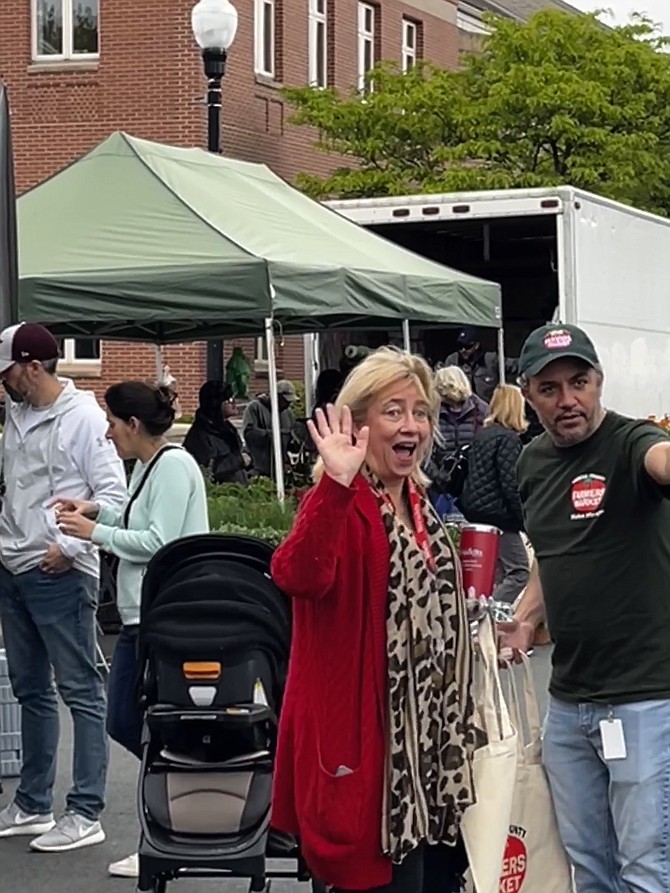 The Herndon Farmers Market, with 15 vendors, attracts Mayor Sheila Olem on opening day. It is held at 765 Lynn Street Thursdays from now through Nov. 9, 2023.