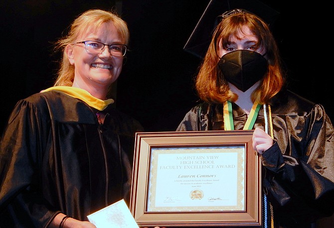 Faculty Award: Science teacher Susan Culik and Lauren Connors.