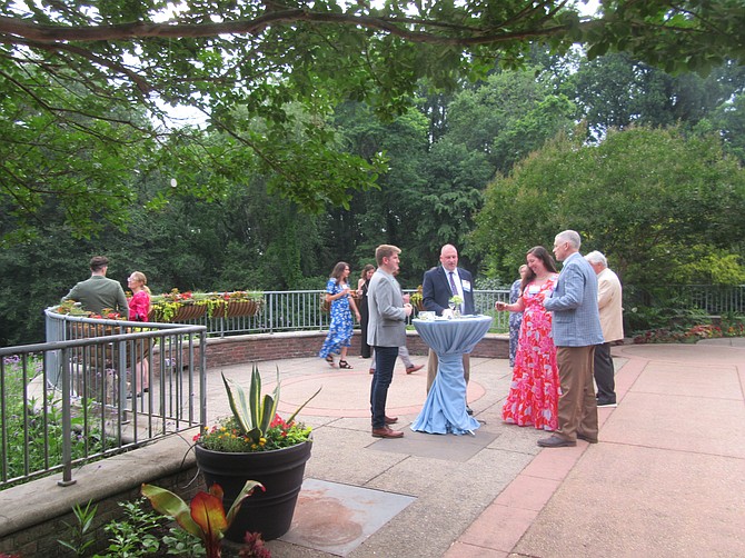 Some attendees tried the outdoor deck, despite the Code Purple air alert.