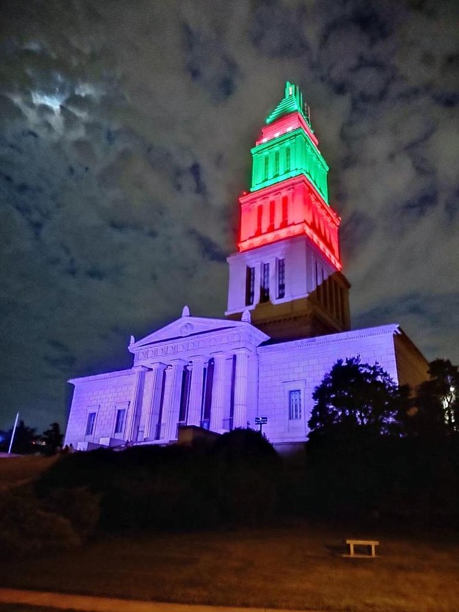 The George Washington Masonic National Memorial lights up the sky over Alexandria in recognition of Juneteenth, marking the day when federal troops arrived in Galveston, Texas in 1865 to take control of the state and ensure that all enslaved people be freed. The troops’ arrival came two and a half years after the signing of the Emancipation Proclamation. Juneteenth honors the end to slavery in the United States and officially became a federal holiday in 2021.