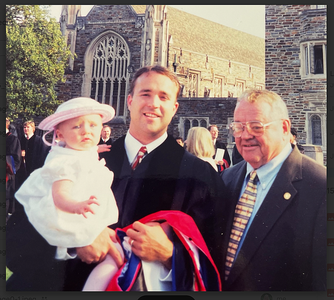 Jason Duley with his father and daughter at his graduation from Duke Divinity school. Pastor Jason Duley will be visiting Pastor at Aldersgate UMC this weekend.
