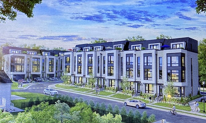 Artist’s rendition of the proposed Park Road townhouses in Fairfax City.