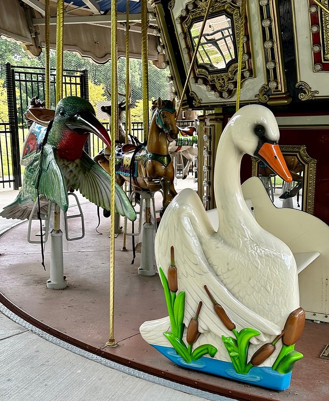 Hummingbirds and swans join the carousel parade near Chessie’s Back Yard at Franconia Family Recreation Area