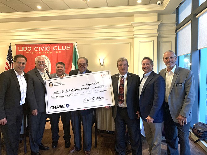 Pictured left to right: Michael Montanti, Glenn Farello, Lido President Rich DiPippo, Civic Committee Chairperson Vito Germinario, Gary Underhill, Mark Magliocchetti (PVI Class of 1993), and John Fanelli.