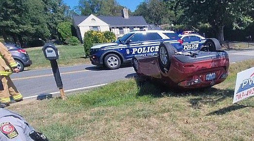 Recently this car went off the road, into the ditch and flipped.