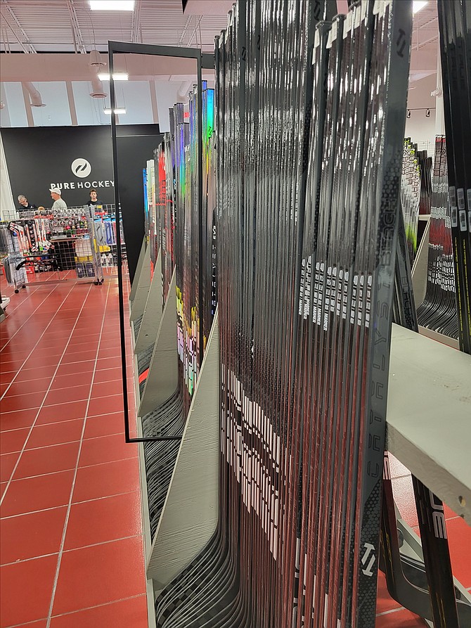 Sticks of all varieties are part of the selection are available at this new hockey store in Springfield.