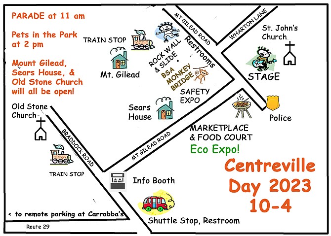 Map of the 2023 Centreville Day activities.
