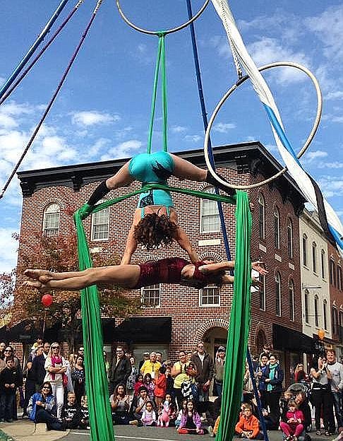 Haus of Marzipan will entertain the crowd with a dazzling array of aerial choreography, comedic acrobatics and whimsical dance at the Fairfax Fall Festival on Saturday, Oct. 14.
