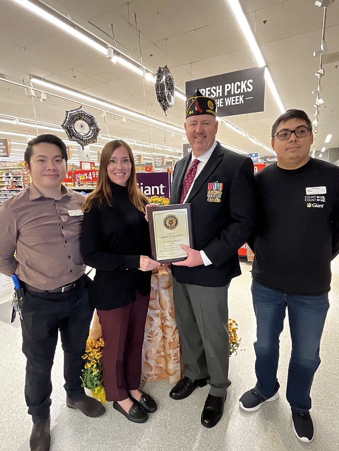 David Bui, Heather Wade, David Womack, American Legion Post 184 commander, and Jose Arevalo